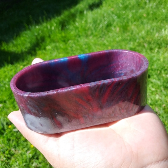 Purple Post It Note Holder Organizer Resin Art Handmade Cute Office Desk - Picture 5 of 12